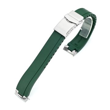 Crafter Blue - MX03-733 Green FKM Rubber Strap With End Links compatible with Hamilton Khaki Field 38mm - 6mm