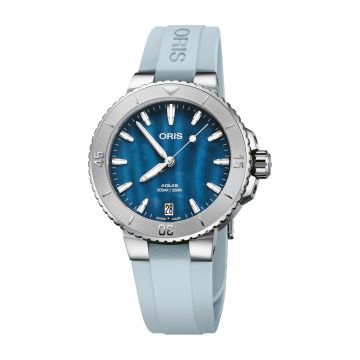Oris Aquis Date 36.5 Stainless Steel / Aegean Blue / Rubber