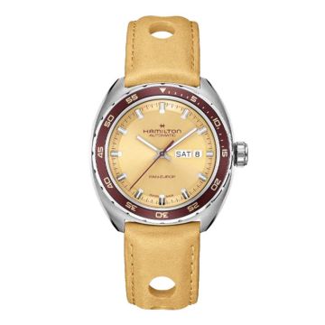 Hamilton Pan Europ Day Date Auto Stainless Steel / Beige