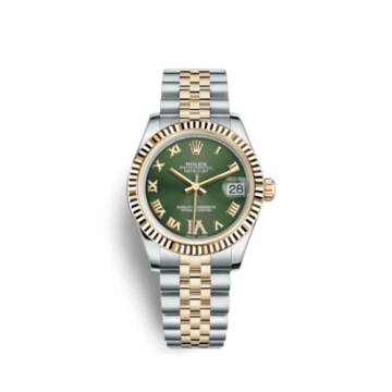 Rolex Datejust 31 Rolesor Yellow Fluted / Jubilee / Olive Green Roman