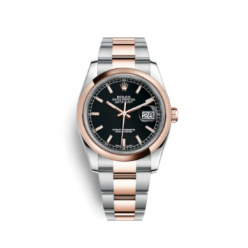 Rolex Datejust 36 Rolesor Everose Domed / Oyster / Black