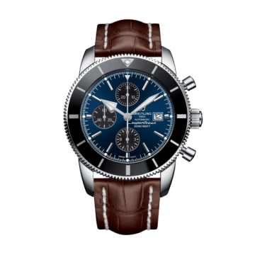 Breitling Superocean Heritage II 46 Chronograph Stainless Steel / Black / Blue / Croco / Folding