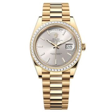 Rolex Day-Date 40 Yellow Gold - Baguette / Silver