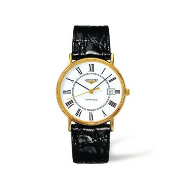 Longines Presence 38.5 Automatic PVD Gold / White - Roman / Strap