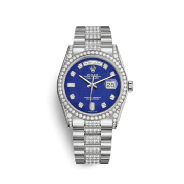 Rolex Day-Date 36 White Gold Diamonds / President Diamond / Lapis