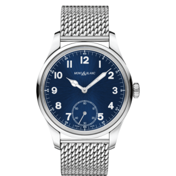 Montblanc 1858 Manual Small Second Stainless Steel / Blue / Mesh