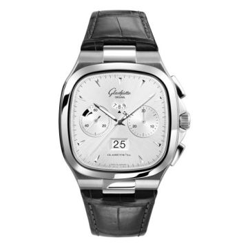 Glashütte Original Seventies Chronograph Panorama Date Silver / Alligator / Folding