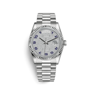 Rolex Day-Date 36 White Gold Fluted / President / Paved