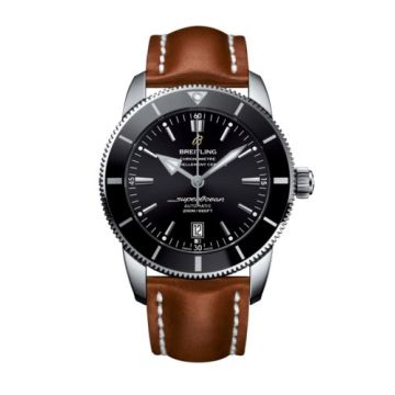 Breitling Superocean Heritage II 46 Stainless Steel / Black / Black / Calf / Pin