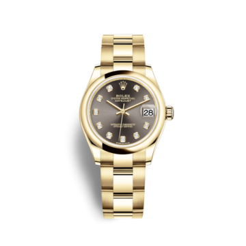 Rolex Datejust 31 Yellow Gold / Domed / Grey - Diamond / Oyster