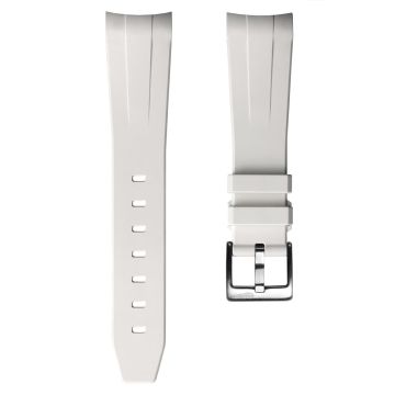 WatchGecko Curved Ends Rubber Watch Strap - White - 22mm