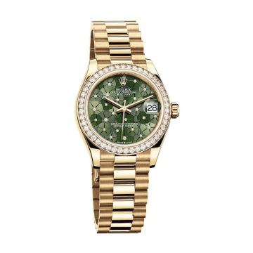 Rolex Datejust 31 Yellow Gold - Diamond / Olive - Floral / President
