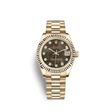 Rolex Datejust 31 Yellow Gold Fluted / President / Black MOP