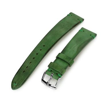 Rebel Green Italian Handmade Leather of Art Watch Band, P Buckle - 10mm