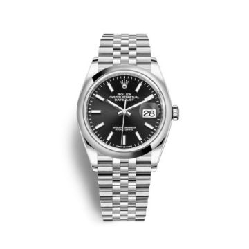 Rolex Datejust 36 Stainless Steel / Domed / Black / Jubilee