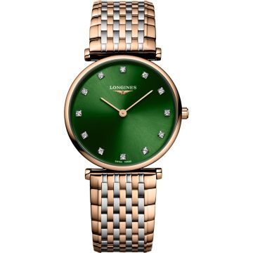 Longines La Grande Classique Quartz 29 Stainless Steel / Red Gold PVD / Green - Diamond