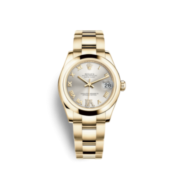 Rolex Datejust 31 Yellow Gold Domed / Oyster / Silver Roman