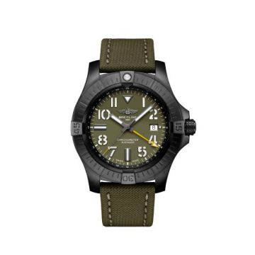 Breitling Avenger Automatic GMT 45 Night Mission / Green / Military / Folding