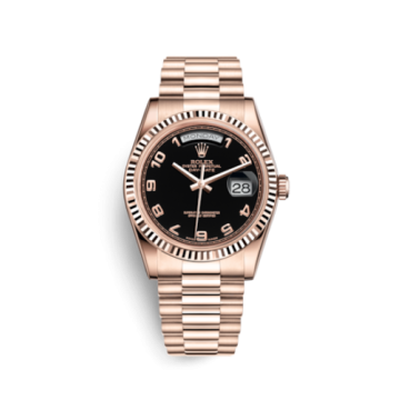 Rolex Day-Date 36 Everose Fluted / President / Black Arabic