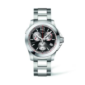 Longines Conquest Chronograph Quartz Jumping 41 Stainless Steel / Black / Bracelet