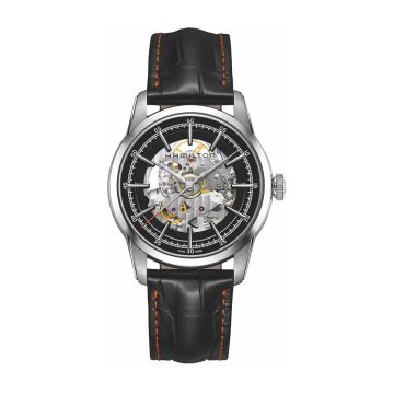 Hamilton Railroad 42 Skeleton Auto Stainless Steel / Black