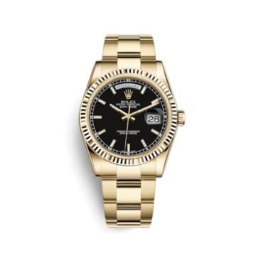 Rolex Day-Date 36 Yellow Gold Fluted / Oyster / Black