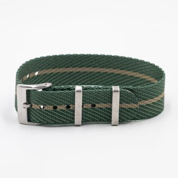 Twill Turquoise Green Watch Strap / Beige Divider - 22mm
