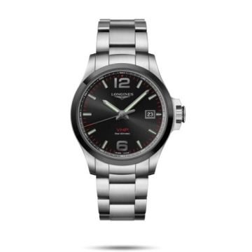 Longines Conquest V.H.P. 43 Stainless Steel / Ceramic / Black / Bracelet