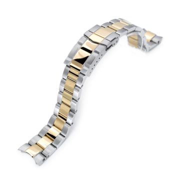 Super-O Boyer Watch Band compatible with Seiko Alpinist SARB017, Two Tone IP Gold Solid SUB Clasp - 18mm