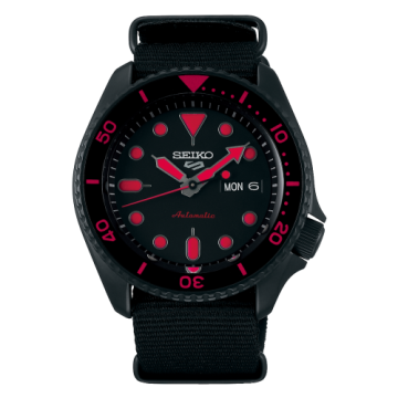 Seiko 5 Sports Street Style Hard Coating / Black - Red / NATO