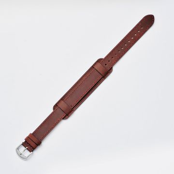 Crazy Horse Mahoghany Brown Single Pass Bund Leather Watch Strap - 18mm