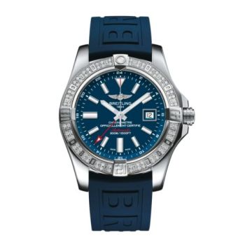 Breitling Avenger II GMT Stainless Steel / Diamond / Mariner Blue / Rubber