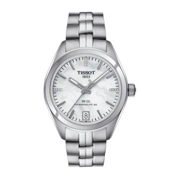 Tissot PR 100 Powermatic 80 33 Stainless Steel / MOP / Bracelet