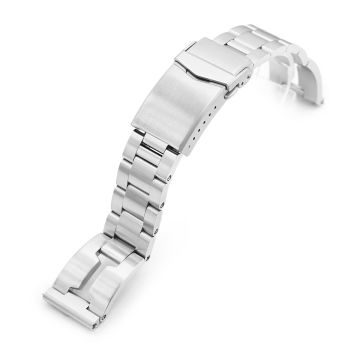 Retro Shaver Blade QR Watch Band Straight End Quick Release, 316L Stainless Steel Brushed V-Clasp - 20mm