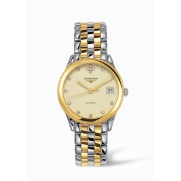 Longines Flagship 35.6 Automatic Two Tone Cream Diamond