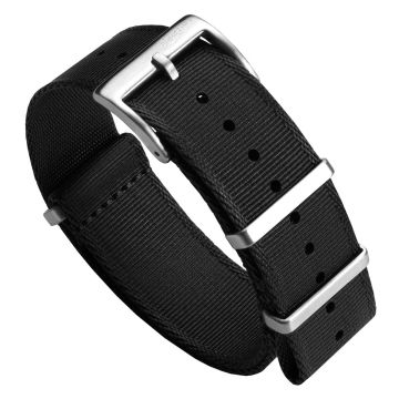 WatchGecko Signature Military Nylon Watch Strap - Black - 21mm