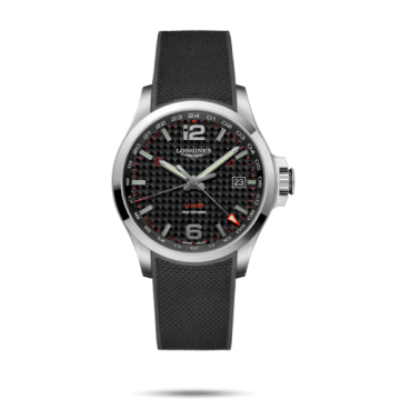 Longines Conquest V.H.P. GMT 43 Stainless Steel / Carbon / Rubber