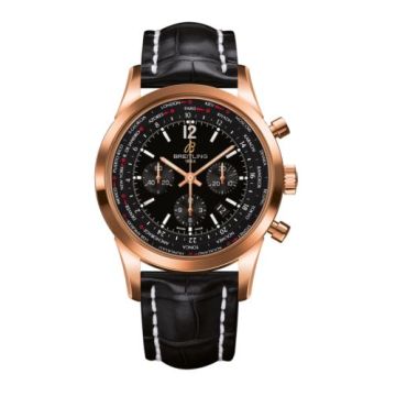 Breitling Transocean Chronograph Unitime Pilot Red Gold / Black / Croco