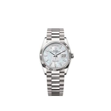 Rolex Day-Date 36 White Gold - Fluted / MOP - Baguette / President