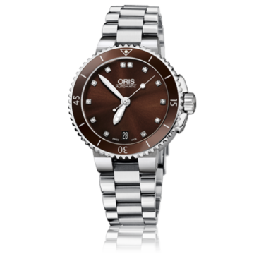 Oris Aquis Date Diamonds 36 Stainless Steel / Brown - Diamond / Bracelet
