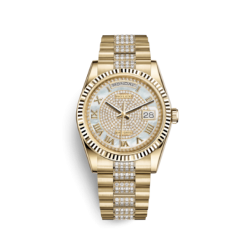 Rolex Day-Date 36 Yellow Gold Fluted / President / MOP Paved