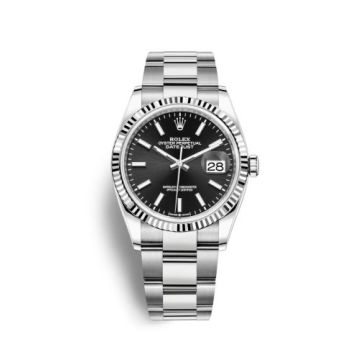 Rolex Datejust 36 Stainless Steel / Fluted / Black / Oyster
