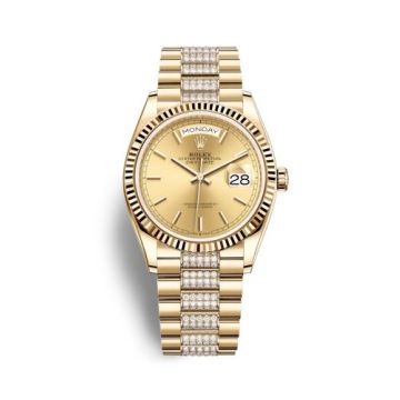 Rolex Day-Date 36 Yellow Gold / Fluted / Champagne / President - Diamond