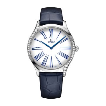 Omega De Ville Trésor 39 Stainless Steel / White - Roman / Alligator