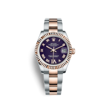 Rolex Datejust 31 Rolesor Everose Fluted / Oyster / Purple Roman