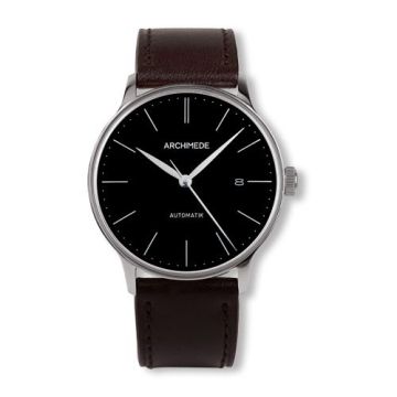 Archimede 1950-1 Stainless Steel / Black / Black Leather