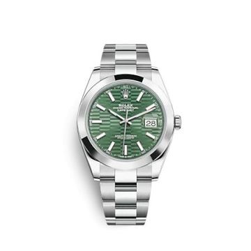 Rolex Datejust 41 Stainless Steel Smooth / Oyster / Green - Fluted