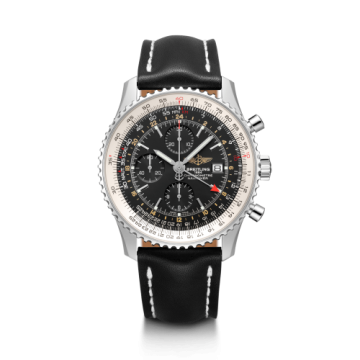 Breitling Navitimer World Stainless Steel / Black / Calf / Pin