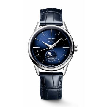 Longines Heritage Flagship Moonphase Stainless Steel / Blue