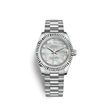 Rolex Datejust 31 White Gold Fluted / President / MOP Roman